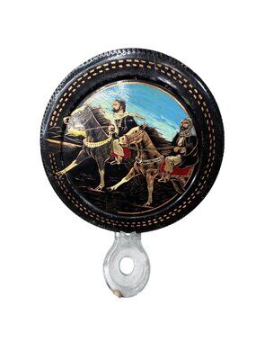 Middle Eastern Decorative Wall Plate Hand Hammered Painted Warriors Horses 11”